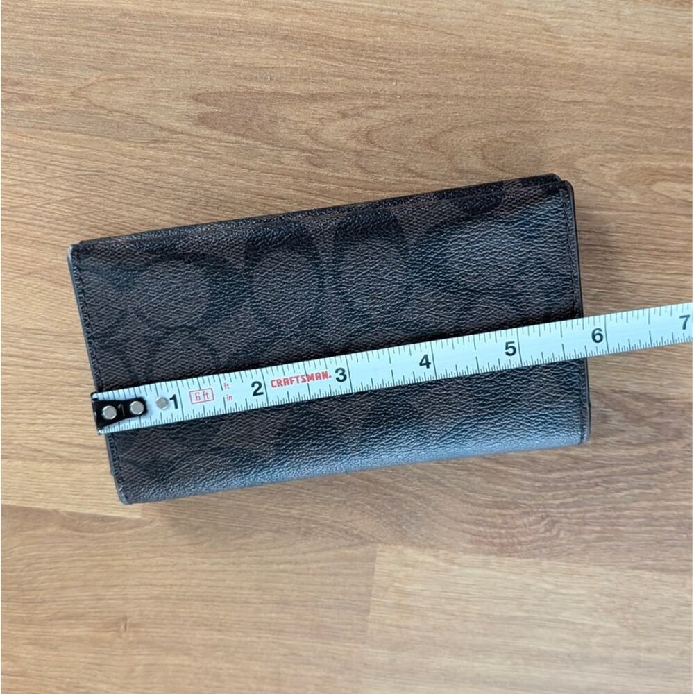 Coach Wallet Unisex Signature Black/Brown Leather Card Holder Tech Phone Wallet - Picture 7 of 8